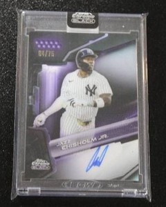 2026 Topps Chrome Black Purple Refractor Jazz Chisholm Jr Autograph 6475  Only 75 Exist