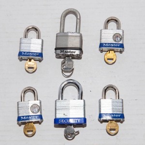 Padlock Lot  Set of 6 Locks with Keys