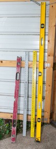 Large Levels & Aluminum Rulers  Set of 4