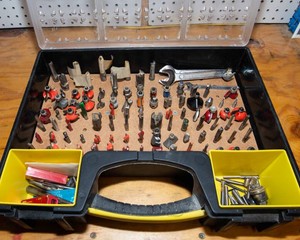 Assorted Router Bits in Stanley Case