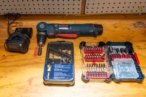 Bosch PS11 Cordless Right Angle Drill with Bits, Battery & Charger