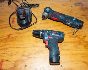 Bosch Drill & Right Angle DrillDriver Set with Batteries & Charger