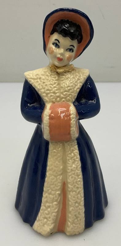 Vintage Collectible  Ceramic Victorian Woman Figurine Bell 5 14