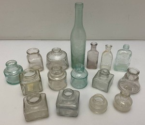 Misc. Vintage Glass Ink Wells, Bottles And more