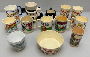 Vintage 1980s Character Cups Including Care bears, Rainbow Brite, Mickey Mouse And More