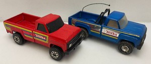 Two Vintage TONKA Pickup Trucks One Has Removable Tires (One Tire Missing)