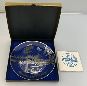 Vintage Limited Edition 12500 Collectible 1972 Christmas Norway Sterling Silver On Crystal Plate In original Box