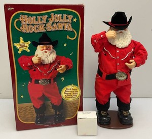 Holly Jolly Rock Santa Battery Operated  Dancing Santa In Original Box