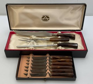 Vintage Armark 9 pc. Stainless CarvingKnife Set Marked Sheffield England In Original Box