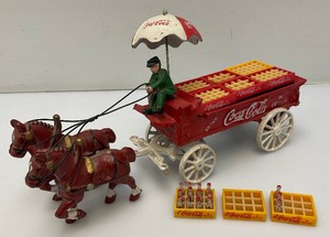 Vintage Cast Iron Coca-Cola Horse-Drawn Wagon 14