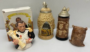 Vintage 7 Leonardo Collection (Napoleon) Tea pot In Original Box (Chip On Inside lid), Chicken Seed Bank &amp Beer Steins&nbsp