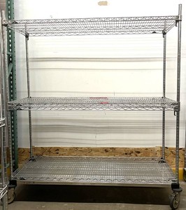 MSRP $3,000 METRO SUPER ERECTA MOBILE STORAGE CART, 72H x 60W x 18D, SOLID STAINLESS LOWER SHELF, CHROME WIRE SHELVING, PERFECT FOR MEDICAL SUPPLIES, INVENTORY, WAREHOUSE STORAGE, RESTAURANT OPERATIONS &amp RETAIL STOCKROOMS