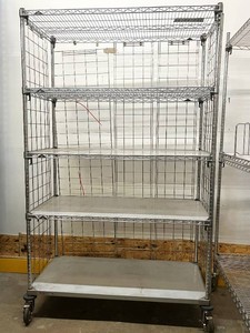 MSRP $2,500 METRO SUPER ERECTA NSF MOBILE STORAGE CART, 76H x 48W x 24D, 5 SHELVES, WIRE ENCLOSURE PANELS, LOCKING CASTERS, COMMERCIAL GRADE FOR MEDICAL, LAB, PHARMACY &amp WAREHOUSE STORAGE