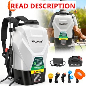 VAXMAY Backpack Sprayer 4.2 Gallon Battery Powered, 100 PSI Electric Garden Sprayer Works with Makita 18V Battery, Weed Lawn Yard Sprayer with 42 Telescopic Wand, 5 Nozzles, 2.5Ah Battery & Charger