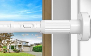White Tension Curtain Rod 41-126In(4-10Ft), Long Outdoor Curtain Rod No Drilling for Window or Bathroom Patio, Adjustable Heavy Duty Shower Rod,Rod Diameter 1.26In-One-bond stretching