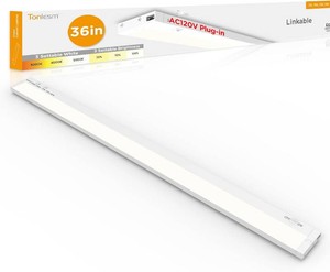 36 Inch Under Cabinet Lighting Plug in, 20W 120V 3 Color 3000K4000K5000K, 3 Brightness, Super Bright, Ultra Thin Under Counter Lights for Kitchen, Linkable LED Cabinet Light, White