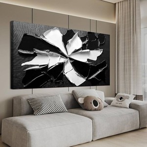 Abstract Wall Art Decoration Modern Wall Art Pictures for Living Room Abstract Canvas Art Wall Decor Minimalist Black and White Wall Art Prints Flowers Artwork for Walls Office Home Decor 20X40