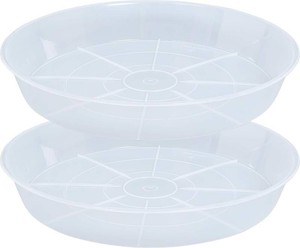 2 Pack Plant Saucer Drip Tray 17 inch, Large Heavy Sturdy Plastic Planter Flower Pot Saucers for Indoor Outdoor Garden, Plant Water Drip Trays for pots (17 2Pack, Clear)