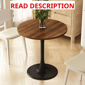 Round Dining Table 27.5 Circle Tulip Table with Wood Thickened Tabletop & Sturdy Metal Pedestal Mid Century Modern Farmhouse Kitchen Tables for 4 Small Places Living Room Cafe,Somber Walnut