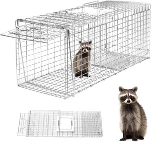 Animal Trap 26x10x9 Cage Trap,Heavy Duty Folding Raccoon Traps Live Animal Cage Trap,Humane Catch and Release Stray Cats,Squirrels,Rabbits