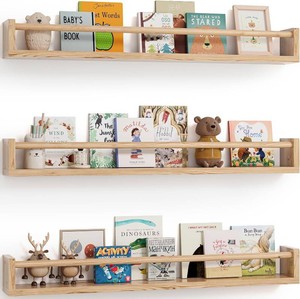 G&W Gruwald Nursery Book Shelves, Set of 3, Wall Bookshelf, Book Shelf for Kids Rooms, Wall Book Shelves for Bedroom Kids, Floating Shelf, Nursery Decor (Wood, 36 Inches)