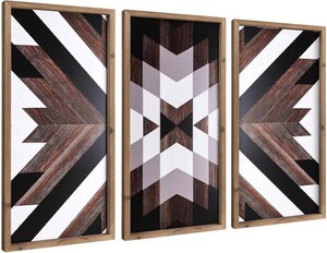 flangairy Set of 3 Aztec Wall Decor, 20.9x 9.8 Wood Western Wall Art, Native American Tribal Southwestern Modern Boho Southwest Living Room Bedroom Kitchen Bathroom Rustic Farmhouse Home Decorations