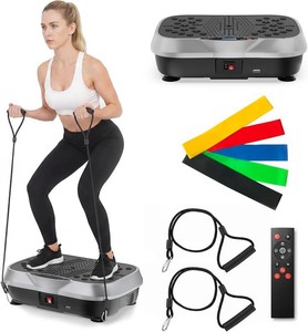 Also GO Vibration Plate Exercise Machine for Lymphatic Drainage, 10 Preset Modes & 200-Level Vibrating Platform for Whole Body Fitness, Bluetooth Audio, Home Gym Shake Plate with Resistance Bands