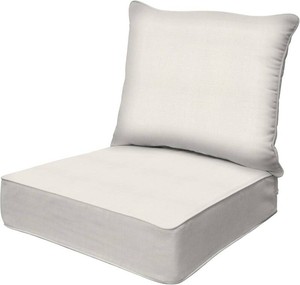 $130 Honeycomb Outdoor Heritage Deep Seat, 25 x 26, Textured Solid Bone Chair Cushion with Removable Cover, for Patio Furniture