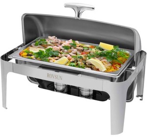 9.5QT Roll Top Chafing Dish Buffet Set, Stainless Steel Food Warmer with Interchangeable 1 Full Size Pan or 2 Half Size Pans, Includes Water Pan for Wedding, Banquet, Parties & Family Gatherings