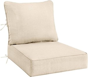 Sundale Outdoor Olefin Deep Seat Cushion, Patio Chair Cushion and Pillow, Water-Resistant Sectional Sofa Pad with Straps Beige, 24 x 24 x 6 Inches