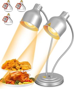 LEEVOT Heat Lamp for Food, Double Bulb Food Heat Lamp, 500W Portable Electric Heating Lamps, Catering Food Warming Lamp for Restaurant Cafeteria Buffet Party, 120V 60Hz