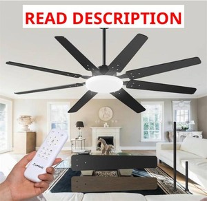 Amico 64 inch Ceiling Fans with Lights,Large Ceiling Fan with Light and Remote Control, Dimmable, 6 Speed Reversible Quiet DC Motor