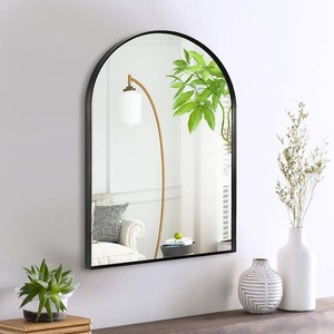 16 x 20 Black Arched Mirror, Arch Bathroom Wall Mirror, Metal Frame Arched Top Bathroom Vanity Mirror for Living Room, Bedroom, Entryway, Tempered Glass, Shatter Proof