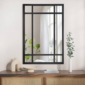 HQiJun Black Rectangle Mirror, Farmhouse Decorative Wall Mirror for Entryway, Living Room, Bedroom, Hallway, Fireplace, Accent Wall Decor (Black1, 30 x 20)