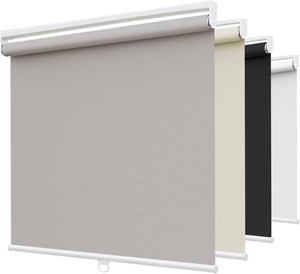 SUNFREE Cordless Blackout Roller Shades, 46W x 72H Gray Blinds for Windows & Front Door, Spring System Pull Down Shades UV Protection for Room Darkening, Child Safety Privacy for Bedroom, Bathroom