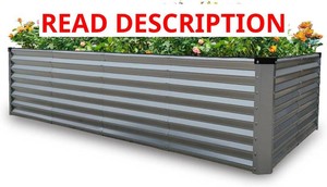 GARDMAX 8x4x2FT Galvanized Raised Garden Bed Kit, Metal Planter Boxes Outdoor with Easy Assembly, Large Garden Bed for Vegetables, Fruits, Flower, Herbs Rectangle Silver