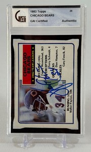 Walter Payton AUTO GAI Certified Slab 1983 Topps #28 Vintage Chicago Bears Football Card