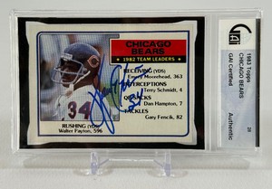 Walter Payton AUTO! GAI Certified Slab 1983 Topps #28 Vintage Chicago Bears Football Card