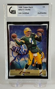 Brett Favre AUTO GAI Certified Slab 1998 Topps NFL Stars #130 Green Bay Packers Football Card
