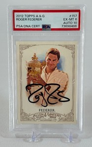 Roger Federer AUTO PSADNA Certified Slab 2012 Topps Allen & Ginter #157 Graded 10 Auto  6 EX-MT Tennis Card
