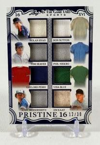 PRISTINE 16 PLAYER MEMORABILIA PATCH CARD 30 2025 Leaf In The Game Used #PS-5 Numbered 1230 w Game-Used of Nolan Ryan x 2, Sutton, Seaver, Niekro, Perry, Blue, Messersmith, Kaat, Clemes, Hershiser, Saberhagen, Valenzuela, Stewart, Gooden, Martinez