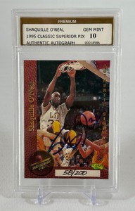 Shaquille ONeal Auto RS 200 1995 Classic Superior Pic Authentic Signature Graded 10 Gem Mint Slab Numbered 58200 SUPER RARE Rookie Basketball Card