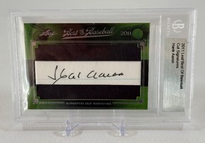 Hank Aaron AUTO 2011 Leaf Best of Baseball Cut Signatures Beckett Slab RARE Baseball Card