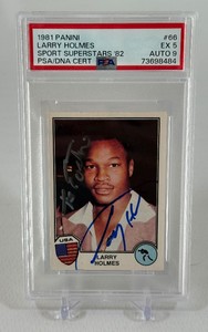 Larry Holmes AUTO PSADNA Certified Slab 1981 Panini Sport Superstars 82 #66 Graded EX 5  Auto 9 RARE Boxing Card