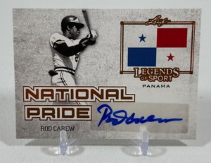 Rod Carew Auto 2015 Leaf Legends of the Sport National Pride #NP-RC1 Minnesota Twins Baseball Card