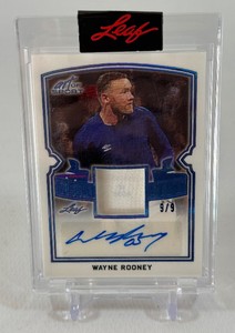 Wayne Rooney 9 Auto Patch 2021 Leaf Art of Sport Visual Art #VA-WR1 Numbered 99 Bookend RARE Soccer Card