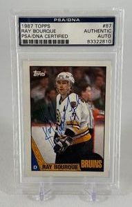 Ray Bourque AUTO PSADNA Certified 1987 Topps #87 Vintage Hockey Card