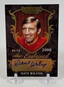 Dave Wilcox Auto 10 2015 Leaf Legends of Sport Enshrined #EA-DW2 Numbered 910 Rare Football Card