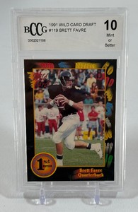 Brett Favre RC BCCG Graded 10 Mint Slab 1991 Wild Card Draft #119 Rookie Football Card