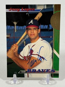 Javy Lopez On-Card Auto 1993 Topps Stadium Club #27 Baseball Card
